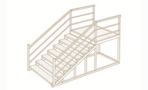 Изображение для товара Лестница металлическая с перилами (6 ступеней, рифленый лист, с площадкой) вариант 1