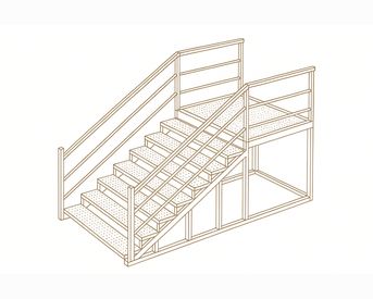 Изображение для товара Лестница металлическая (6 ступеней, решетчатая поверхность, без площадки)